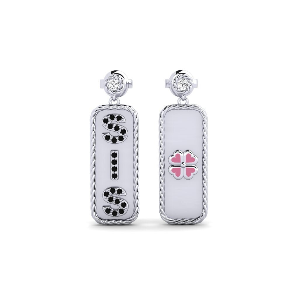 White Silver Black Sapphire Women's Earring Terviya