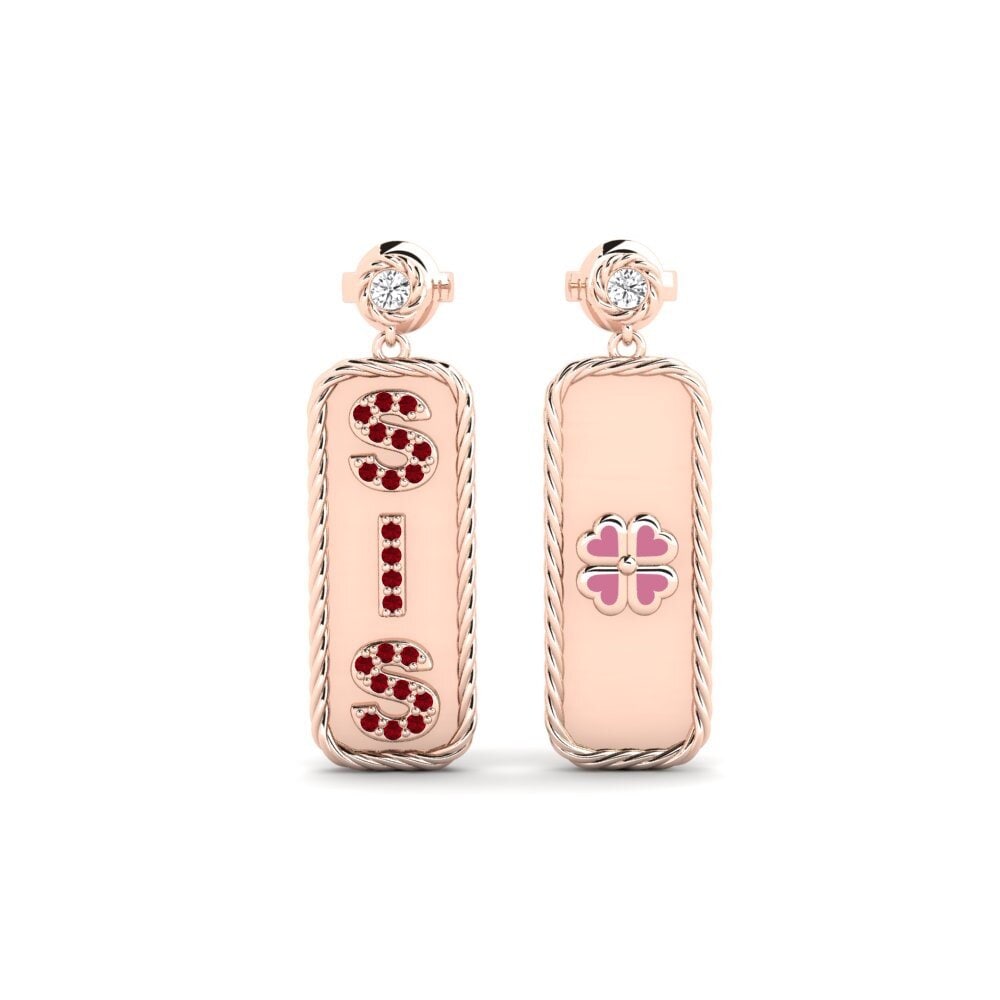 585 Emas Ros ruby-zirconia Anting-anting wanita Terviya