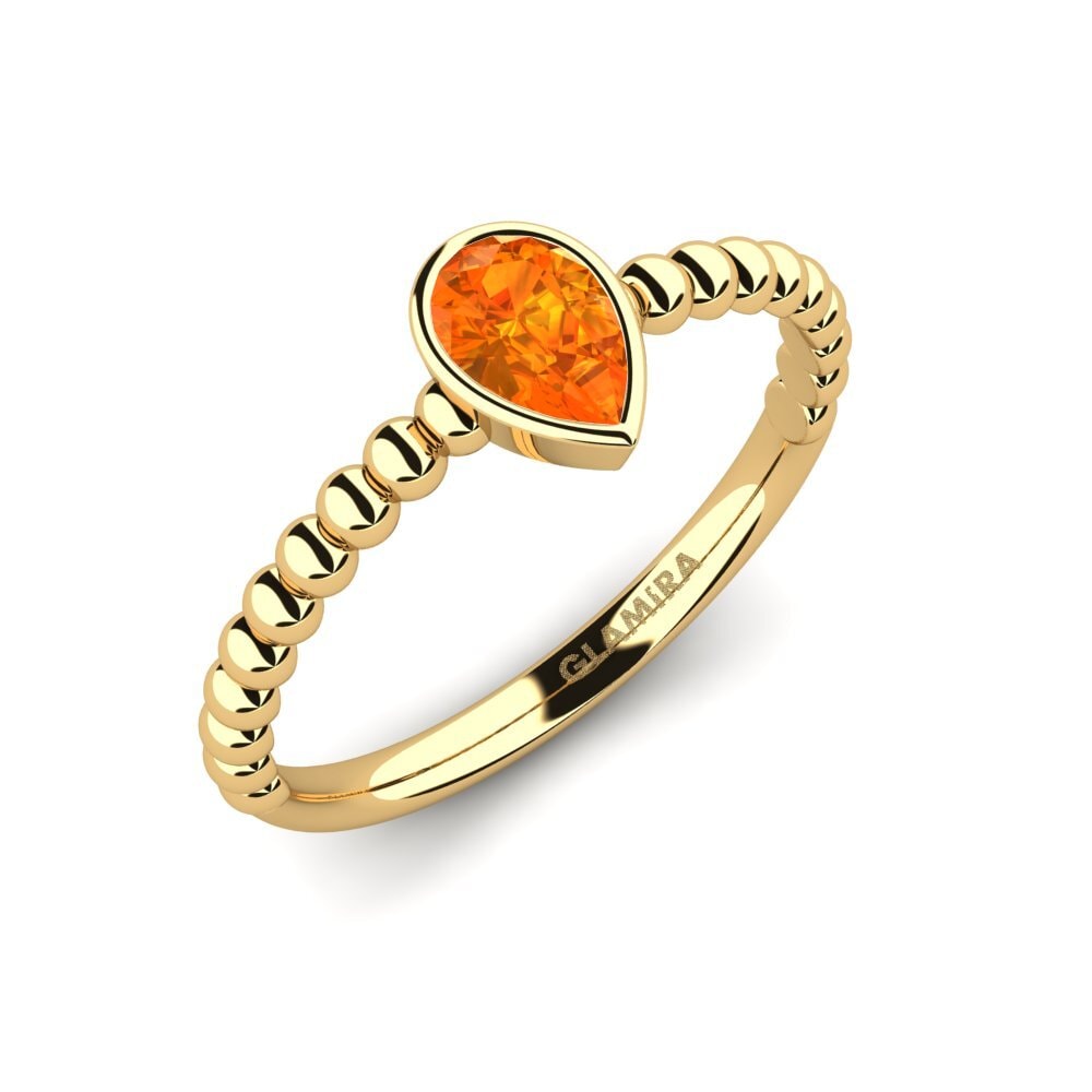 18k Oro Amarillo Zafiro Naranja Anillo de compromiso Testa