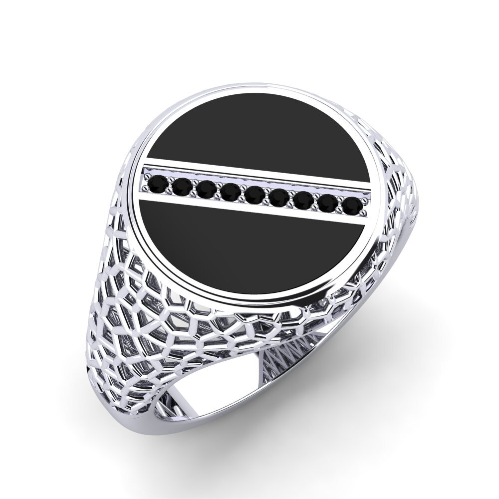 Diamante Negro Anillo de dedo meñique para hombre Tesw