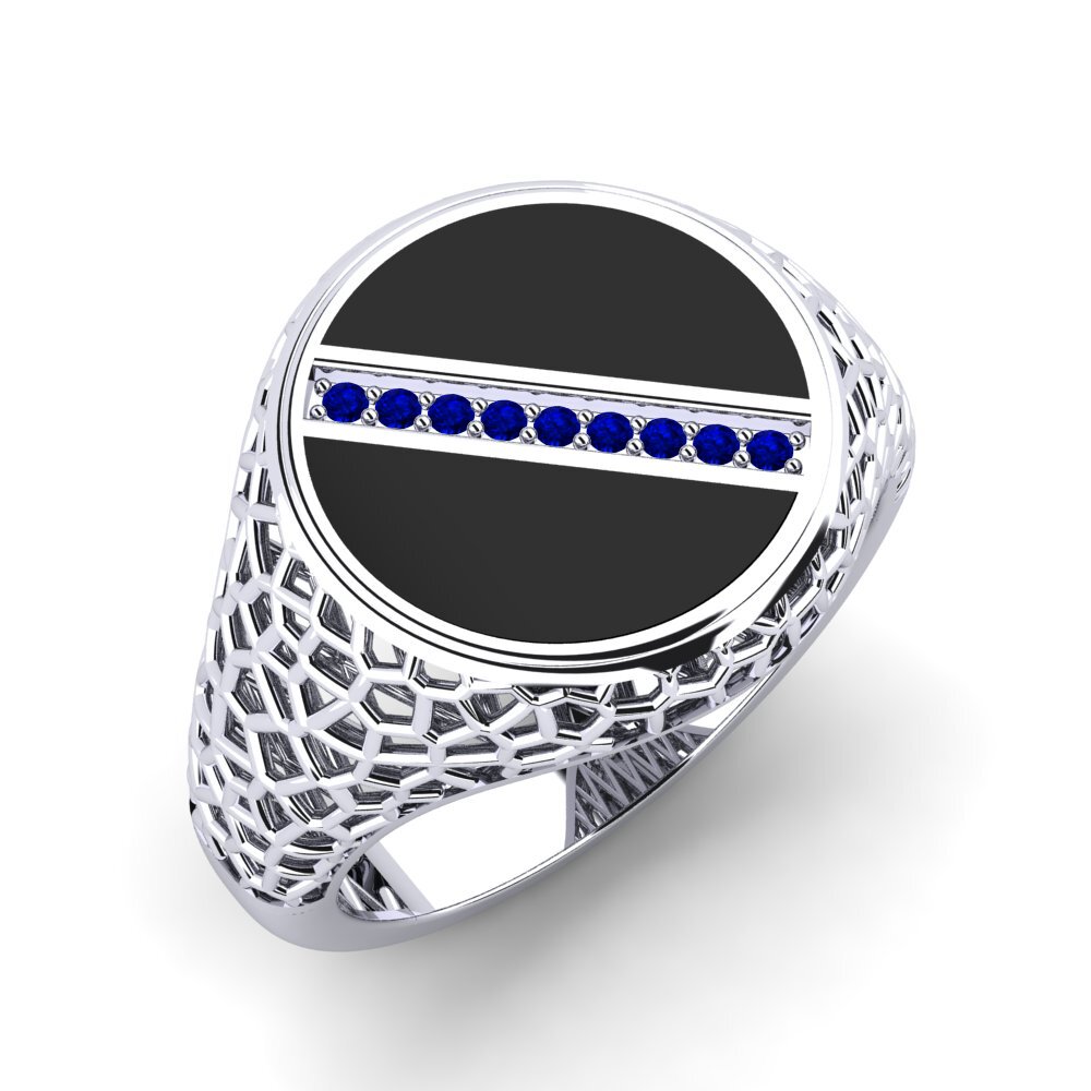 Zafiro Anillo de dedo meñique para hombre Tesw