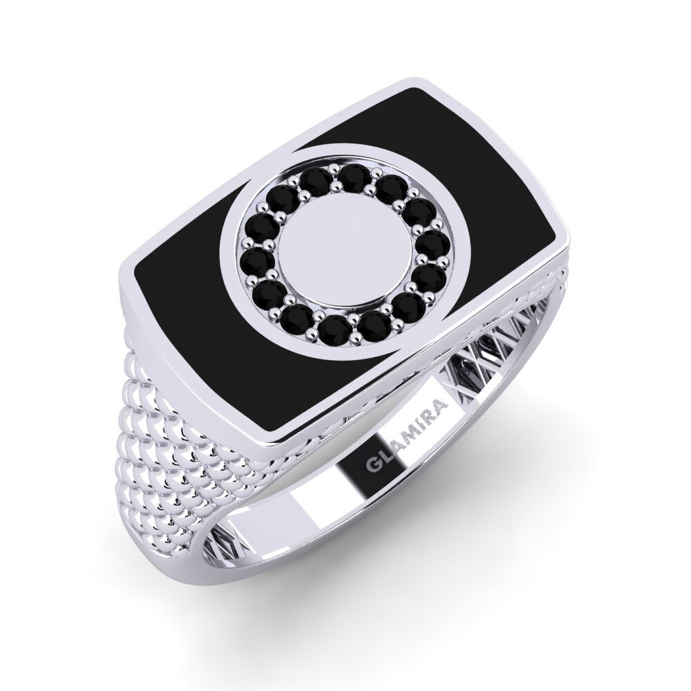 Diamante Negro Anillo de dedo meñique para hombre Tesyni