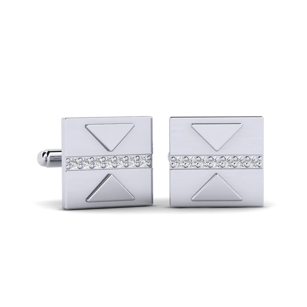 Boutons De Manchette Vintage Années 60 - Forme Coupe Diamant & Patte De Verre - Métal Doré Et Noir - Neuf Avec étiquettes