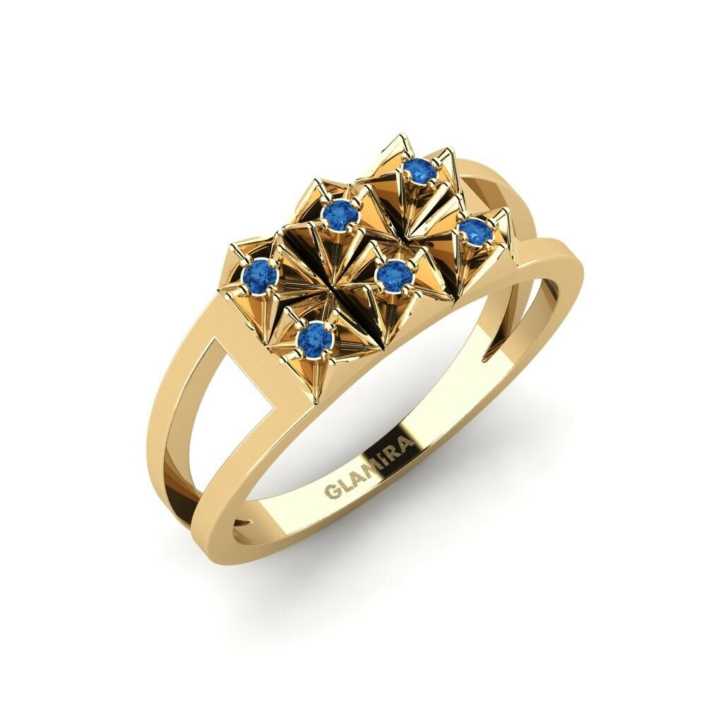 Dark Blue Zirconia Ring Tetragono