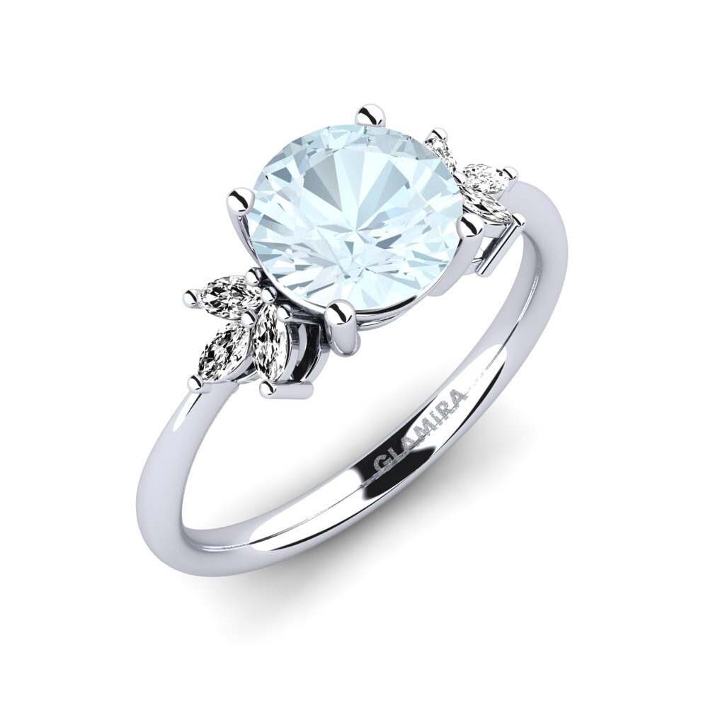 950 Platin Aquamarin Verlobungsring Tewalle