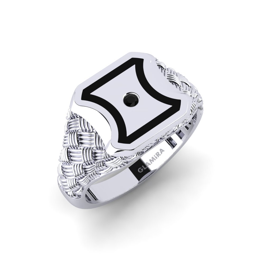Diamante Negro Anillo de dedo meñique para hombre Tfeors