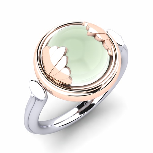 Ring Thadia 585 White & Rose Gold & Green Amethyst (Lab Created)