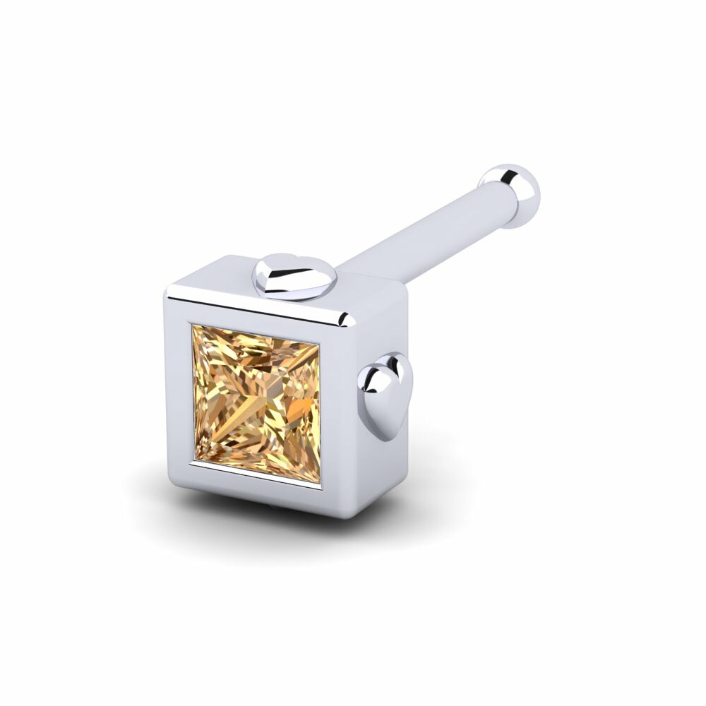 Piercings Nariz Thalia Oro Blanco 585 Diamante Marrón