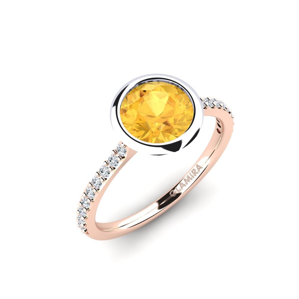 9k Rose & White Gold Citrine Engagement Ring Thandie