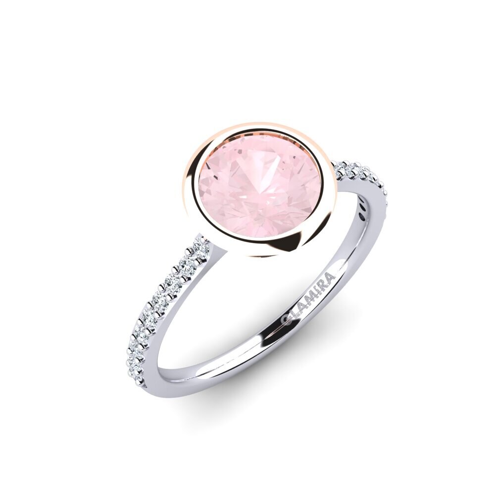 14ct White & Rose Gold Rose Quartz Engagement Ring Thandie