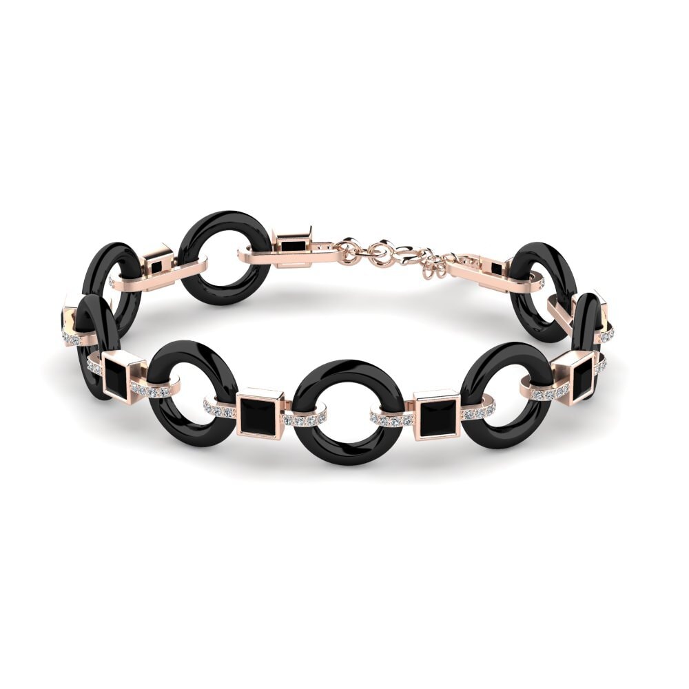 9k Oro rosa Diamante Negro Pulsera de Mujer Theberge