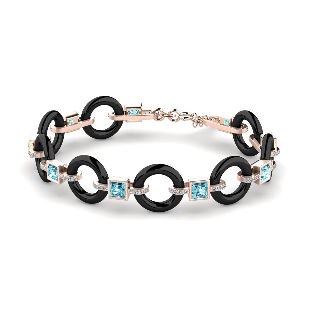 9ct Rose Gold Blue Zircon Women's Bracelet Theberge