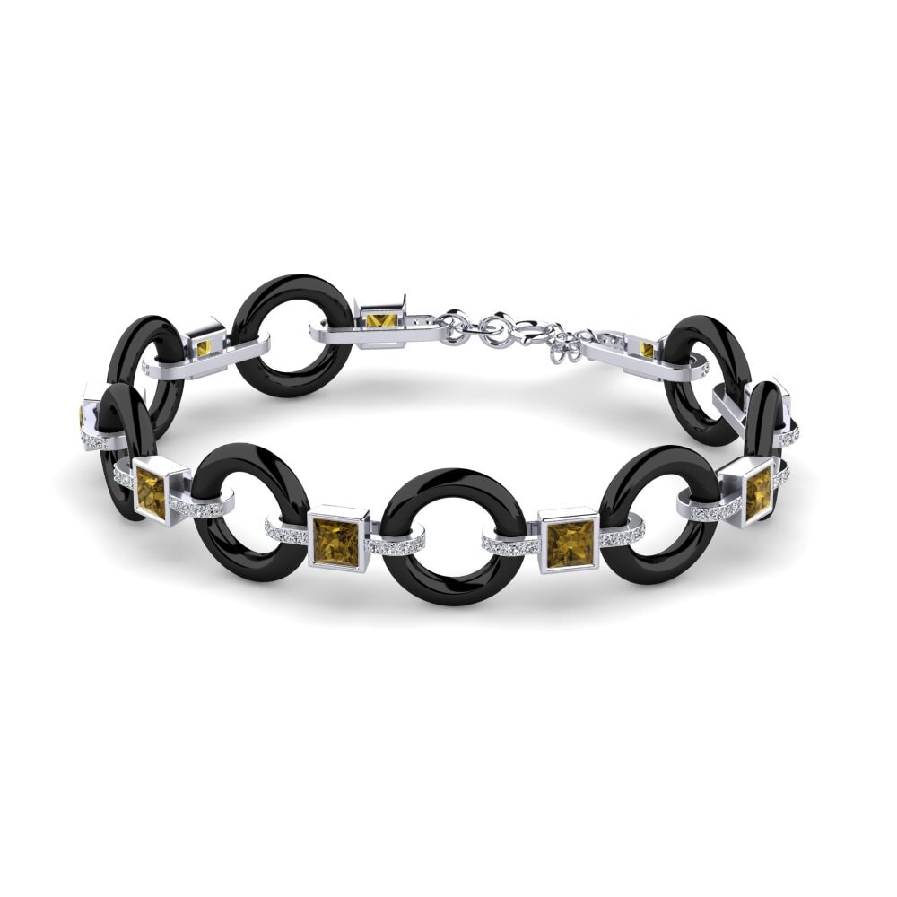 White Silver Brown Zircon Women's Bracelet Theberge