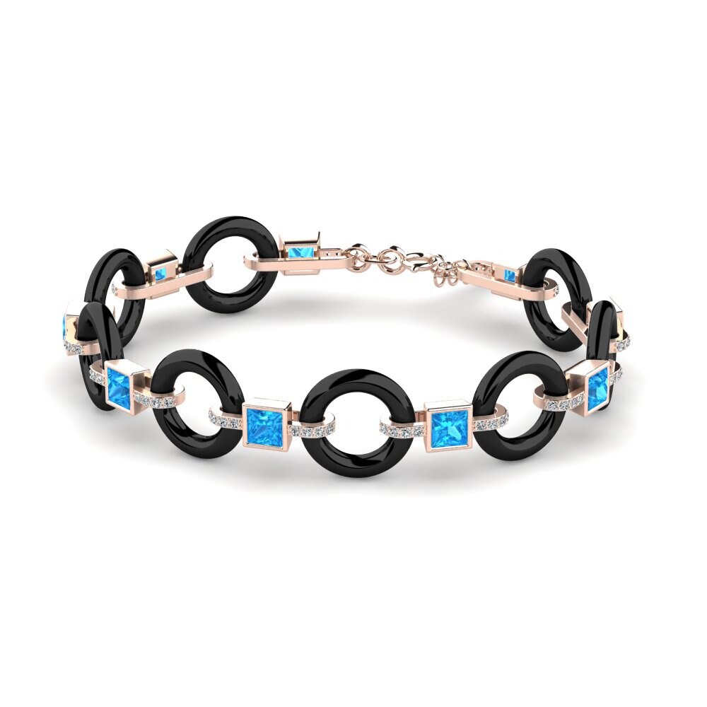 9ct Rose Gold Blue Topaz Women's Bracelet Theberge