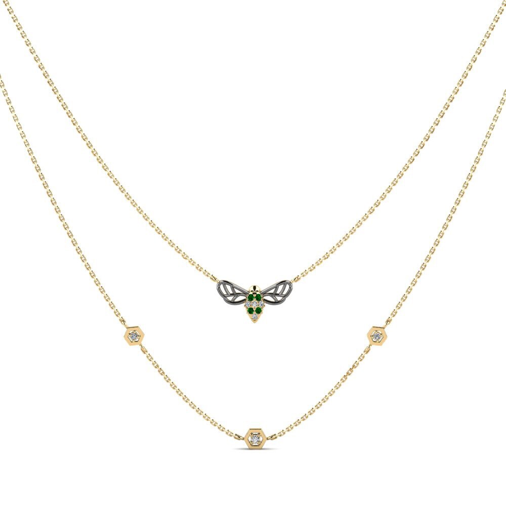 Collier Fin En Perle De Zircon Vert - Or Plaqué - Fait Main - Bijou Raffiné Brillant - Neuf Avec étiquettes