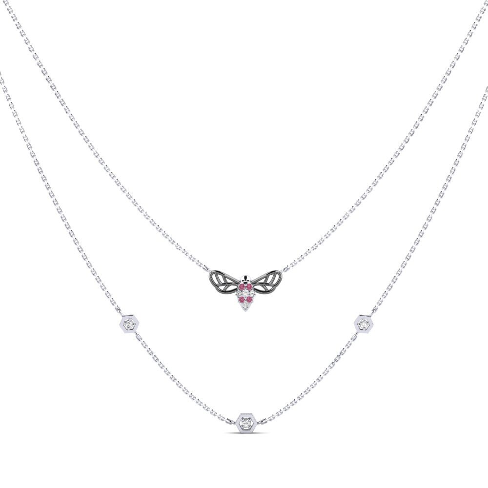 18ct White Gold Rhodolite Garnet Women's Necklace Themistokle
