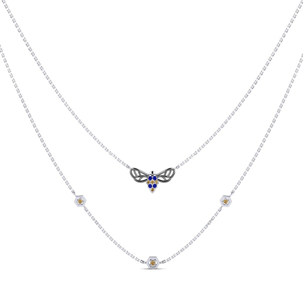 18ct White Gold Sapphire Women's Necklace Themistokle