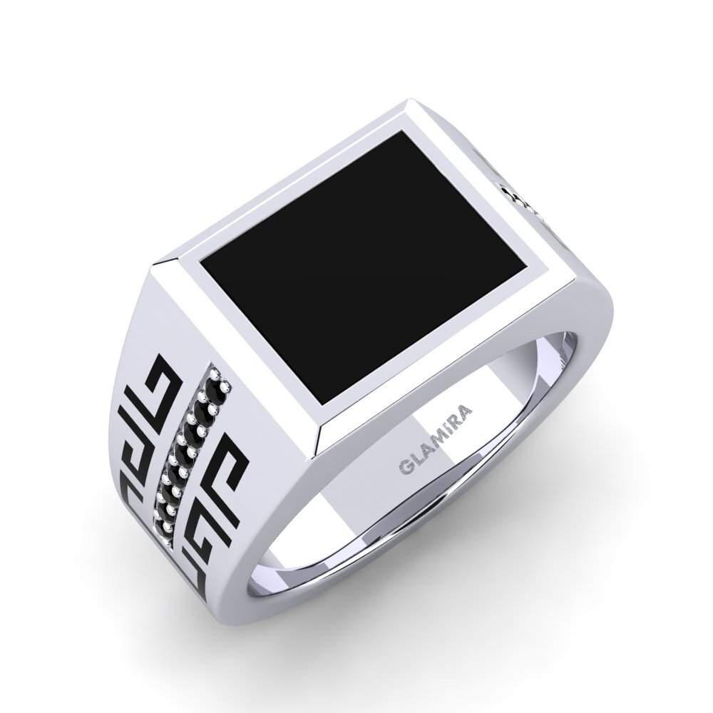 Weiß-Silber Schwarzer Diamant Herrenring Thiago
