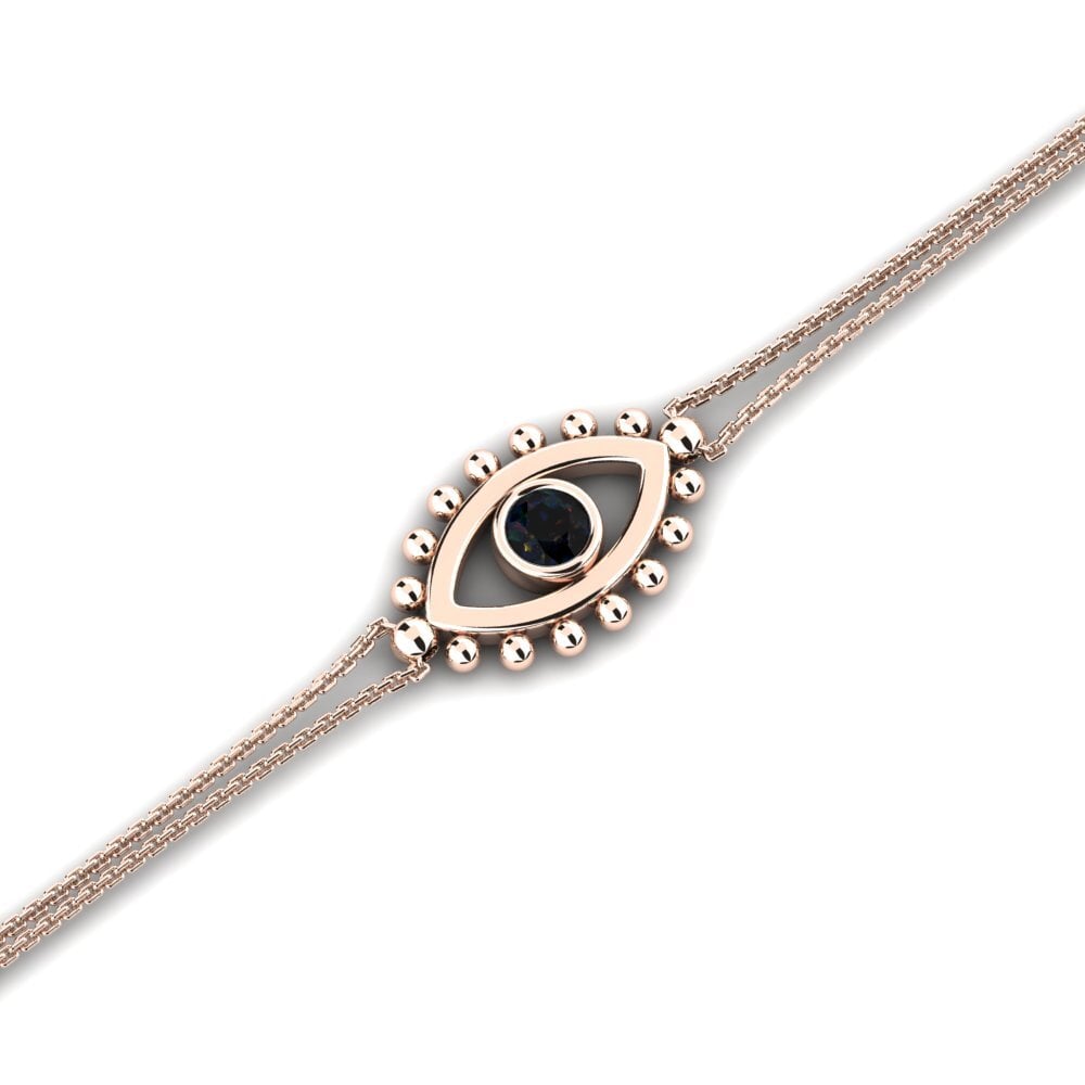 9ct Rose Gold Black Opal Women's Bracelet Thick