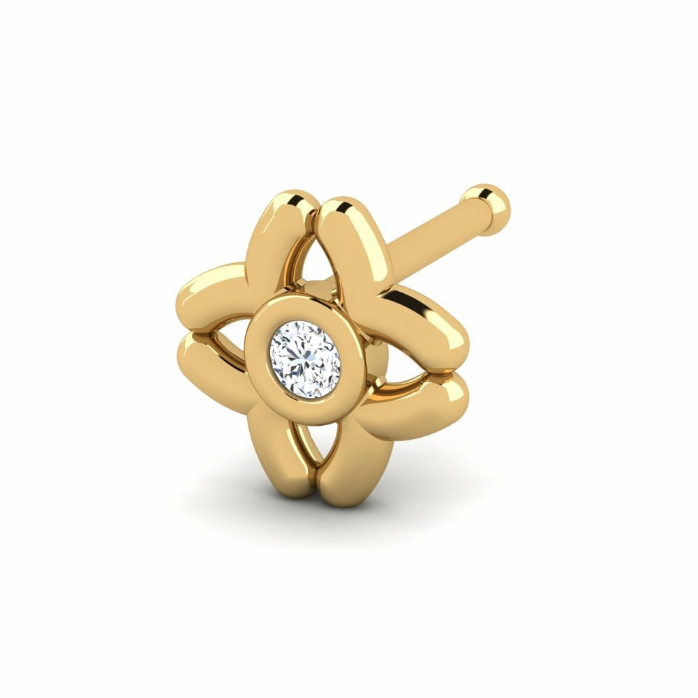 14K Geel Goud Neus Pin Threw