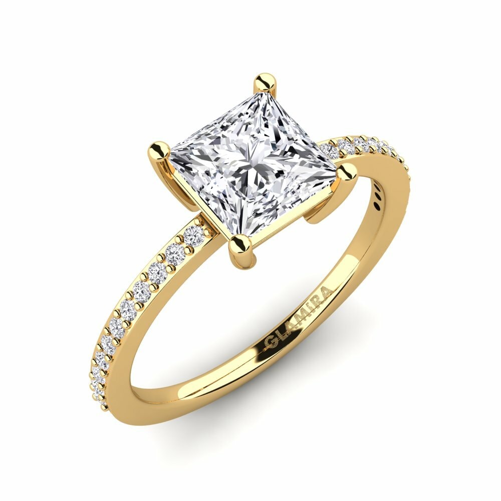 Solitaire Pave Engagement Rings Thursa 585 Yellow Gold Diamond