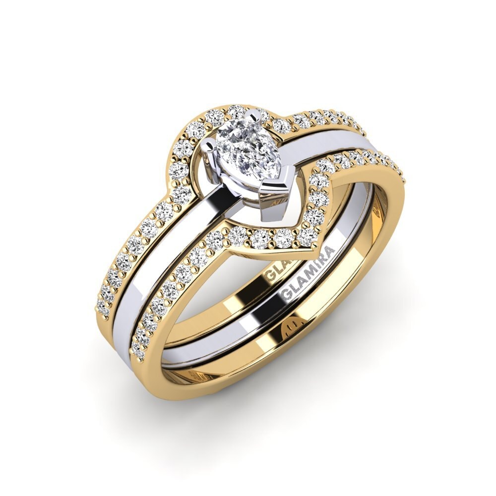 18ct Yellow & White Gold Moissanite Ring Thwend - SET