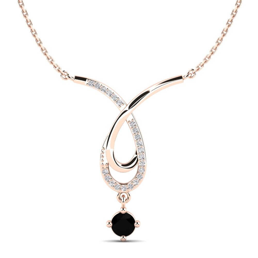 9k Rose Gold Black Onyx Women's Necklace Tia