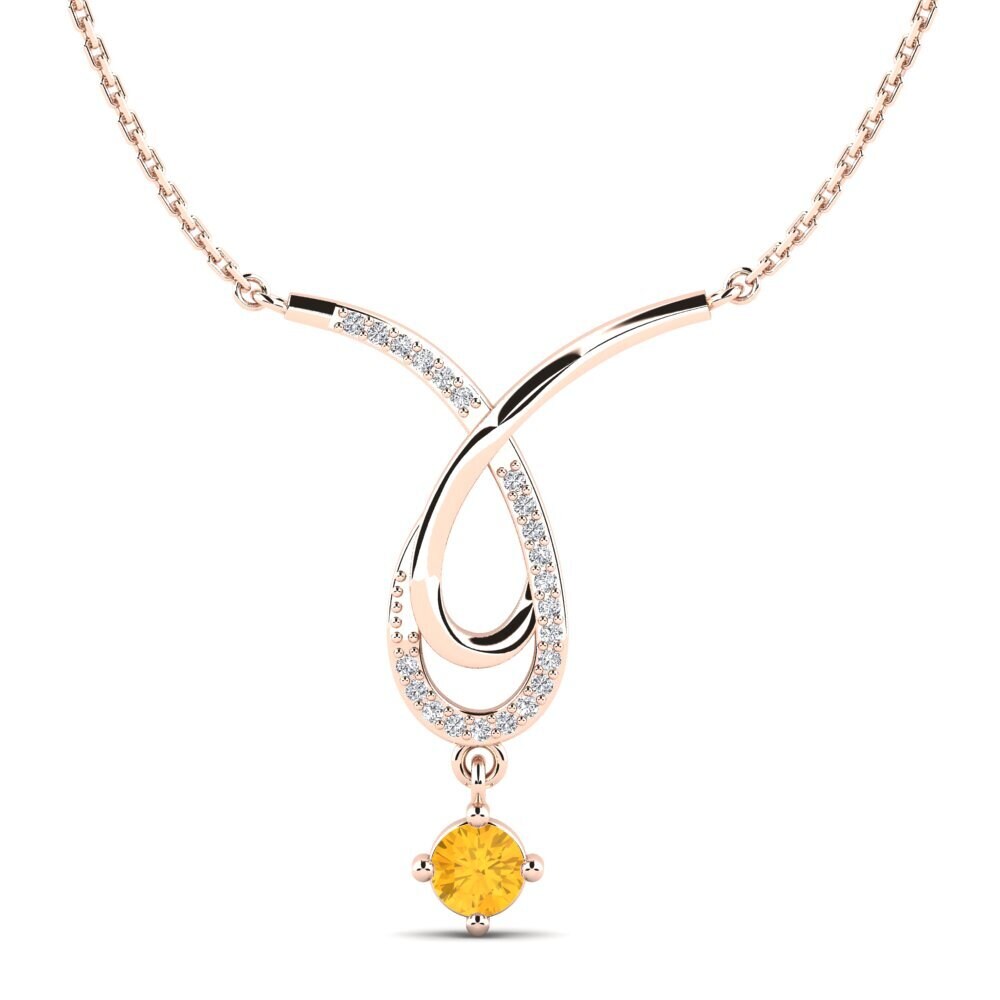 9k Rose Gold Citrine Women's Necklace Tia