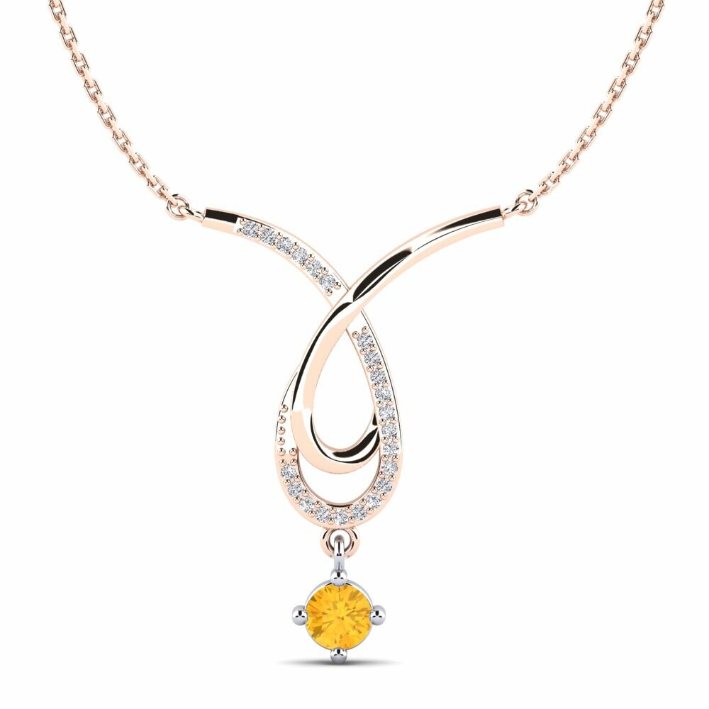 9k Rose & White Gold Citrine Women's Necklace Tia
