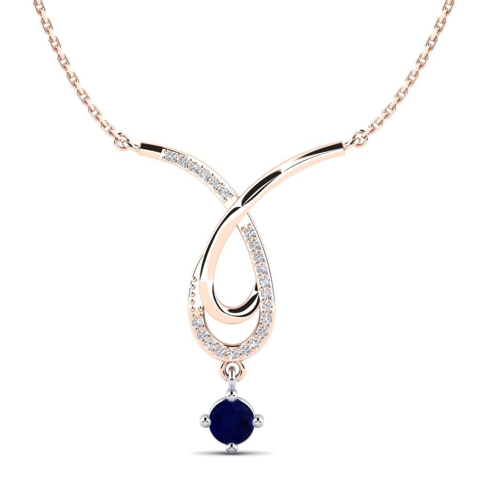 9k Rose & White Gold Sapphire Women's Necklace Tia