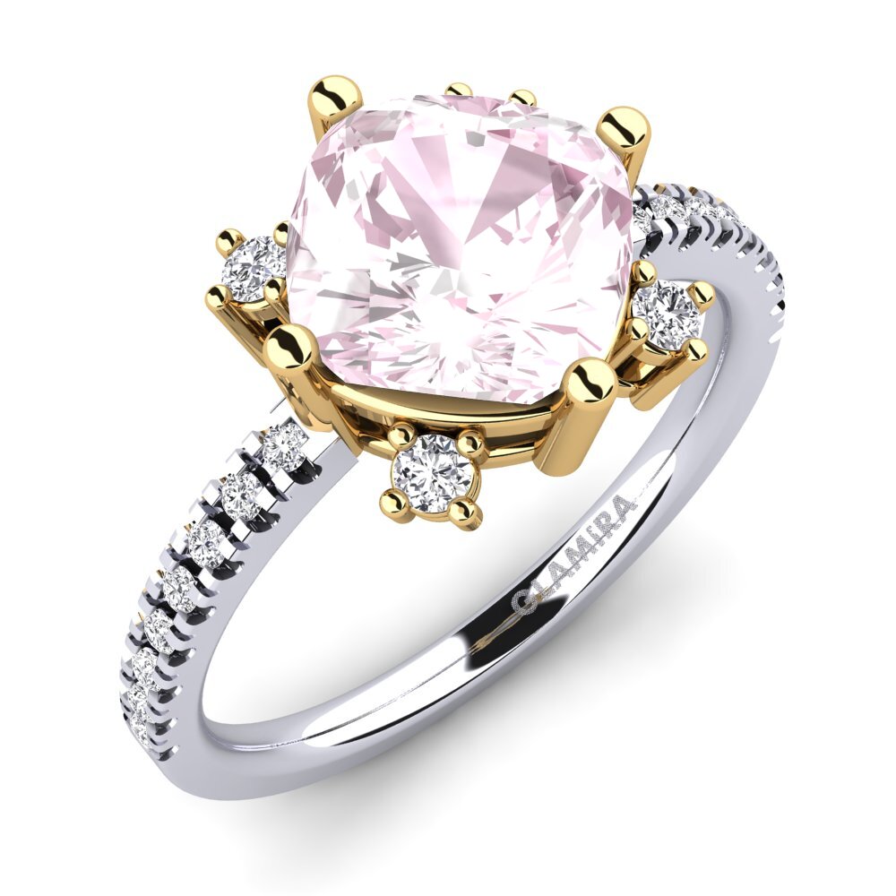 14ct White & Yellow Gold Kunzite Engagement Ring Tiassale