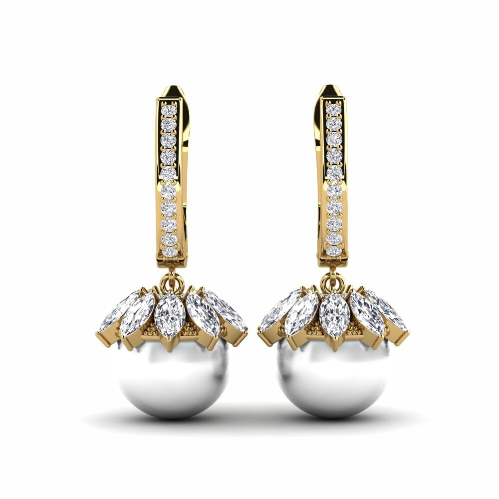 Pearl Pearl Earrings Tic 585 Yellow Gold Diamond