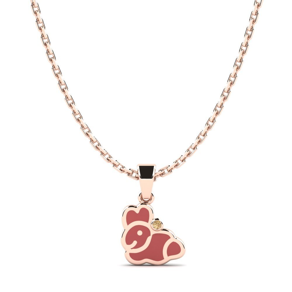 14ct Rose Gold Brown Diamond Kid's Pendant Tiede