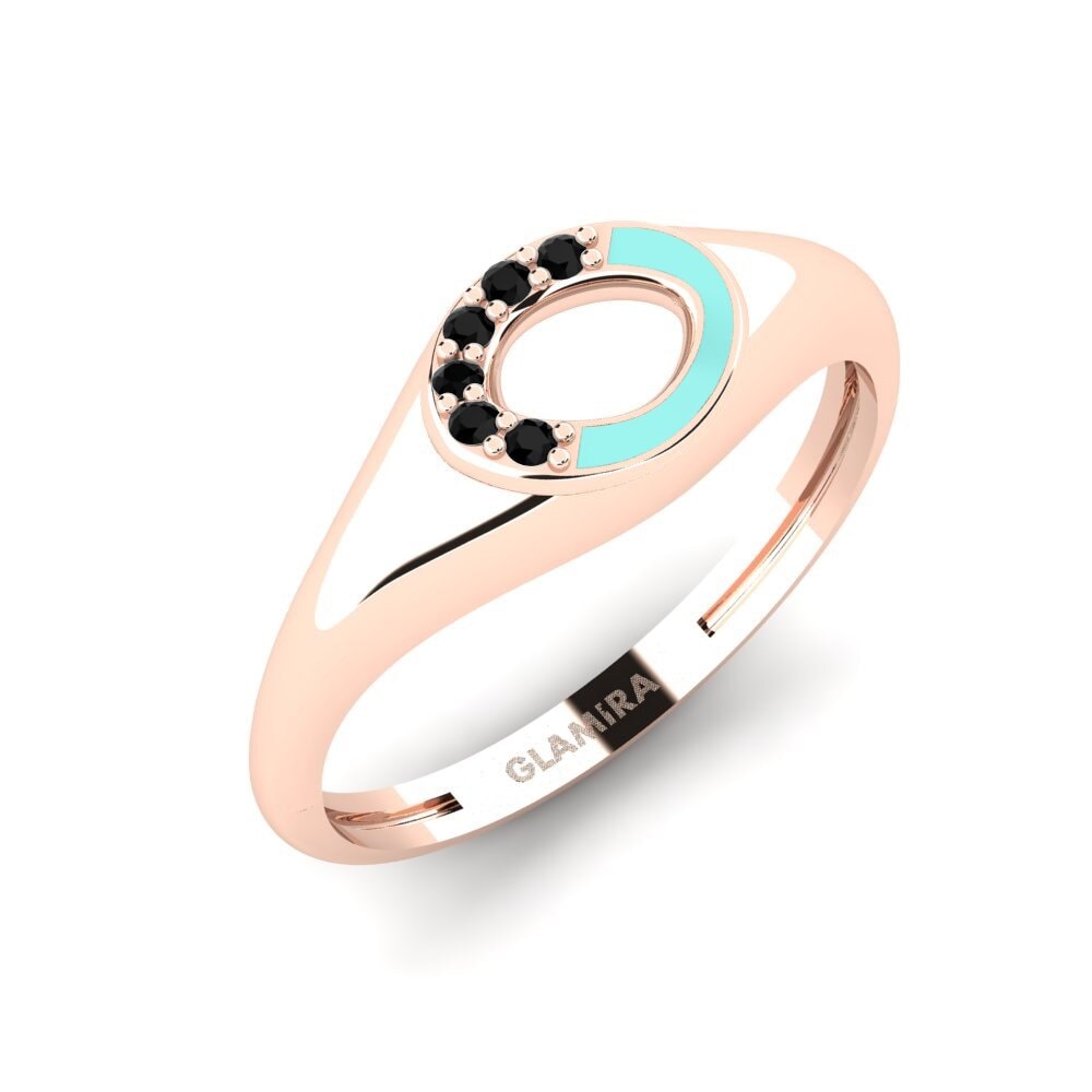 14k Oro Rosa Ónix Negro Anillo Tief