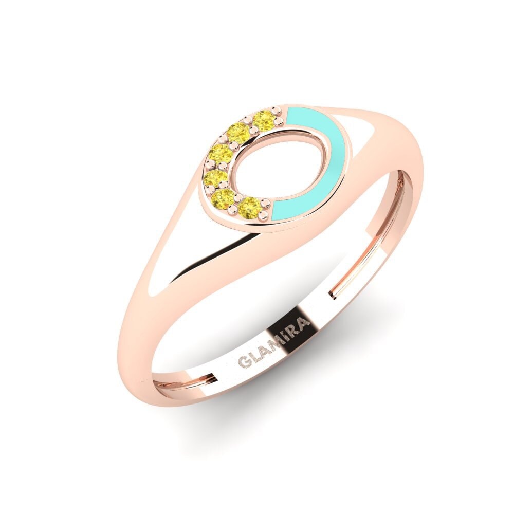 9k Oro Rosa Zafiro amarillo Anillo Tief