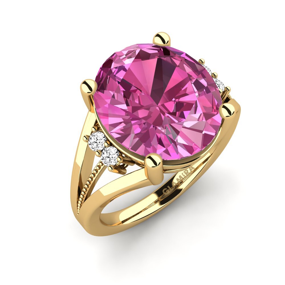 9k Oro Amarillo Topacio Rosa Anillo Tienette