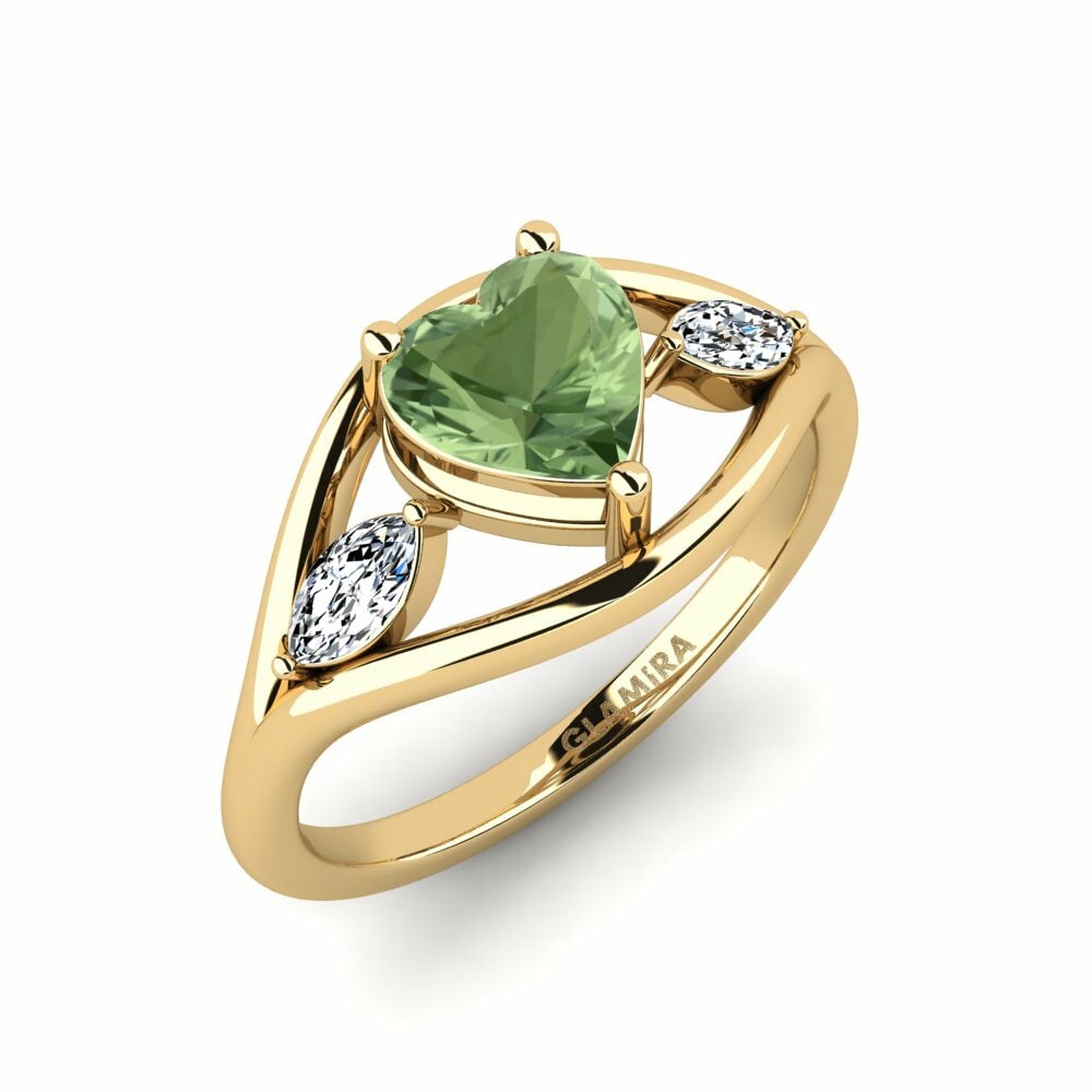 Green Sapphire Engagement Ring Tiev - Heart