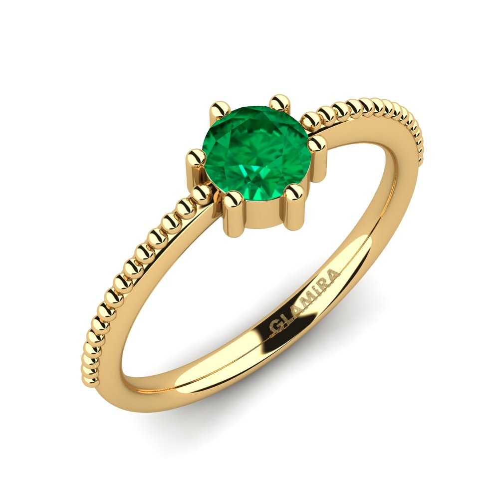 9k Oro Amarillo Esmeralda (creada en laboratorio) Anillo de compromiso Tigon