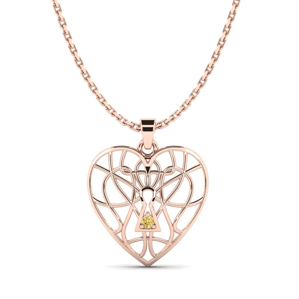 14ct Rose Gold Yellow Diamond Women's Pendant Tildy