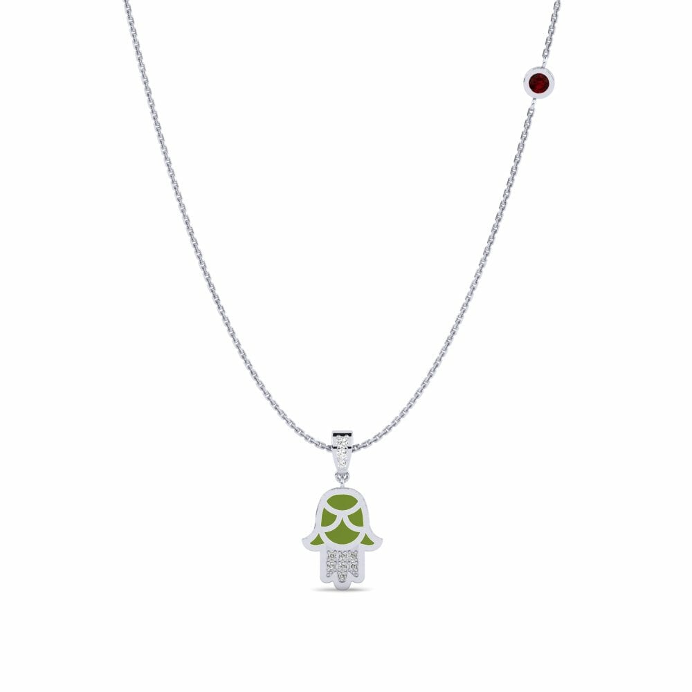 Palladium trắng Đá Garnet / Ngọc Hồng Lựu Dây chuyền nữ Tillit