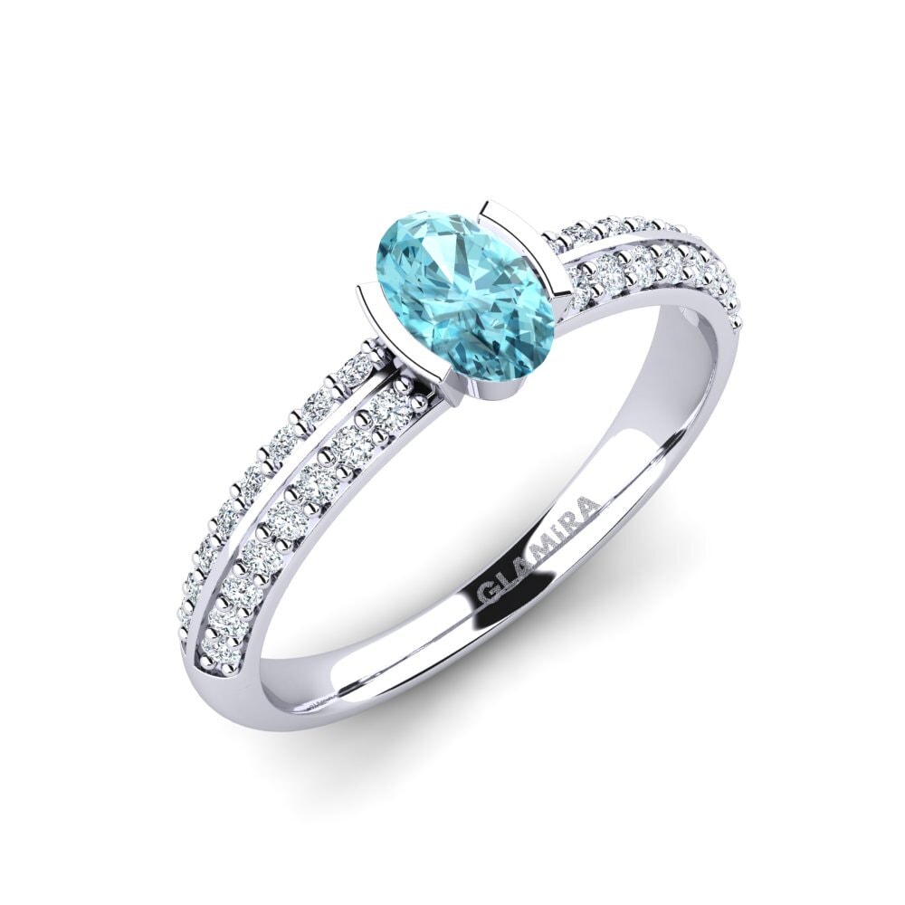 Blue Zircon Engagement Ring Timaula