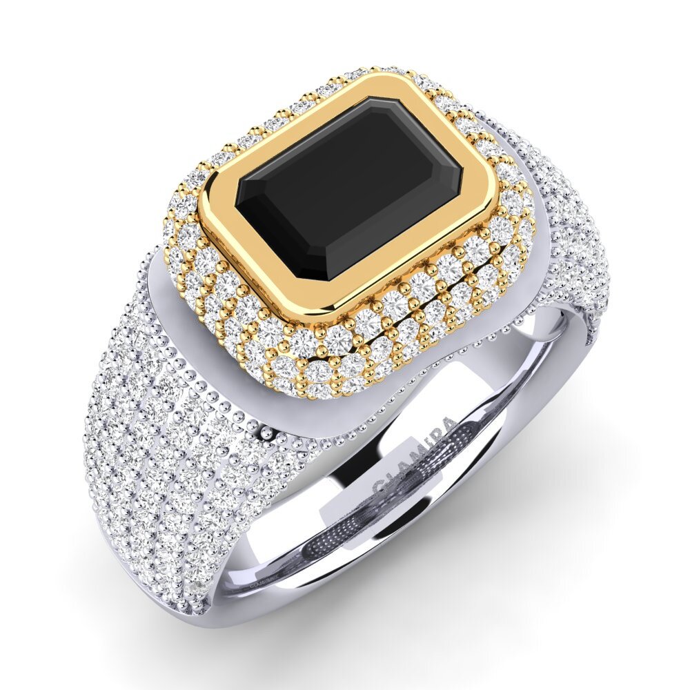 18k Oro Blanco & Amarillo Anillo de compromiso Timerica