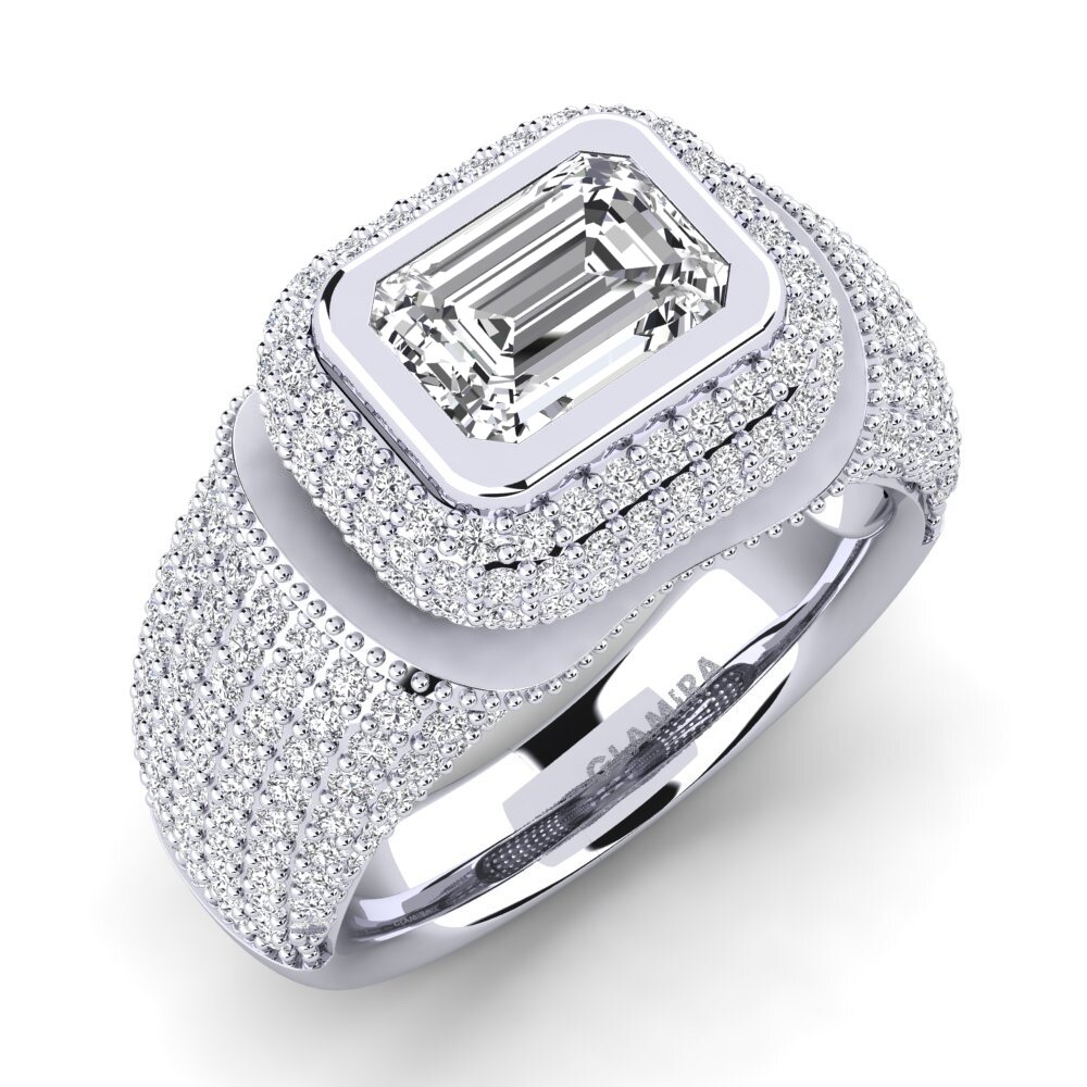 Bague De Fiançailles Halo Moissanite émeraude 2,45 Ct Or Blanc 14k - Taille 6.5