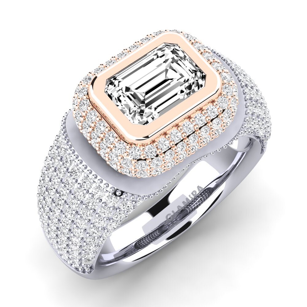 18k Oro Blanco & Rosa Moissanita Anillo de compromiso Timerica