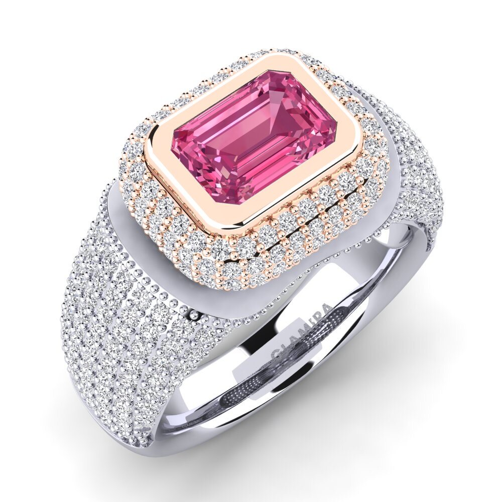 14ct White & Rose Gold Pink Tourmaline Engagement Ring Timerica