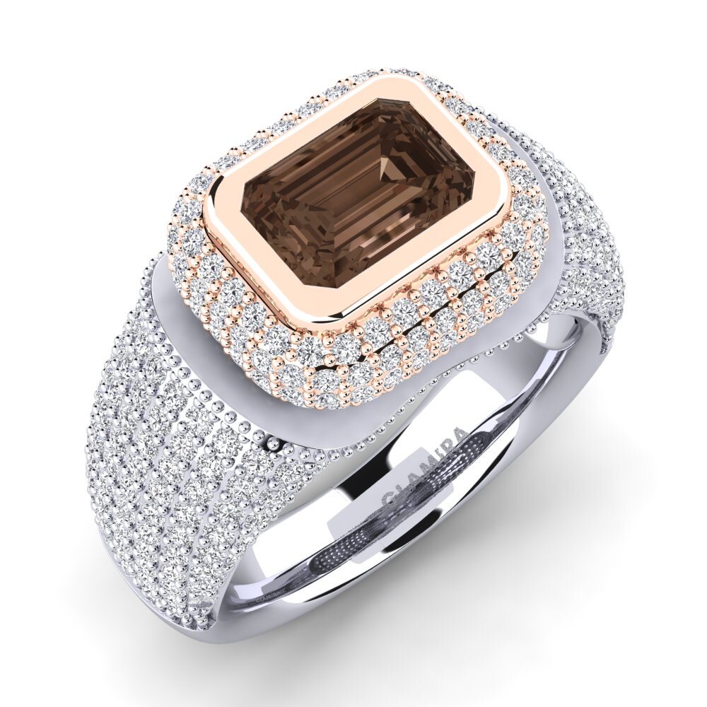 9ct White & Rose Gold Smoky Quartz Engagement Ring Timerica