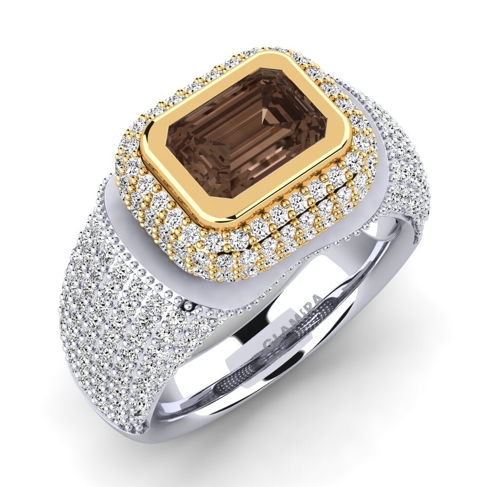 18ct White / Yellow Gold Smoky Quartz Engagement Ring Timerica