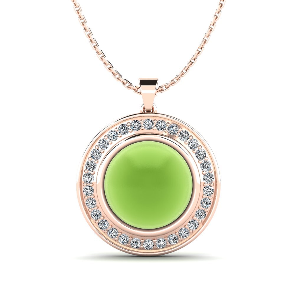 14k Oro Rosa Peridoto Cabujón Colgante de Mujer Timkasia