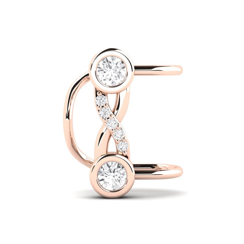 9k Oro Rosa Zafiro blanco Pendiente de mujer Timothy