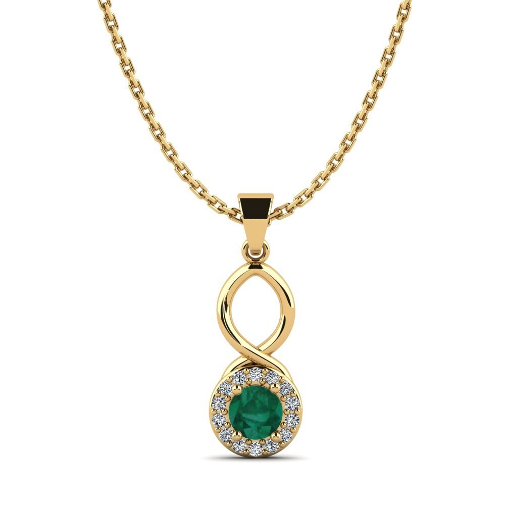 14k Yellow Gold Emerald Women's Pendant Tinatin